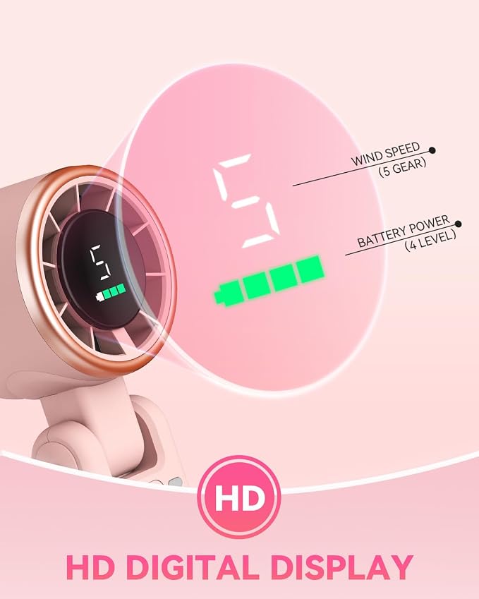 Portable Handheld Turbo Fan, 5-Speed Personal Fans, 5000mAh Rechargeable Fans Up to 12 Hours, Weight only 0.6lb Small Fan