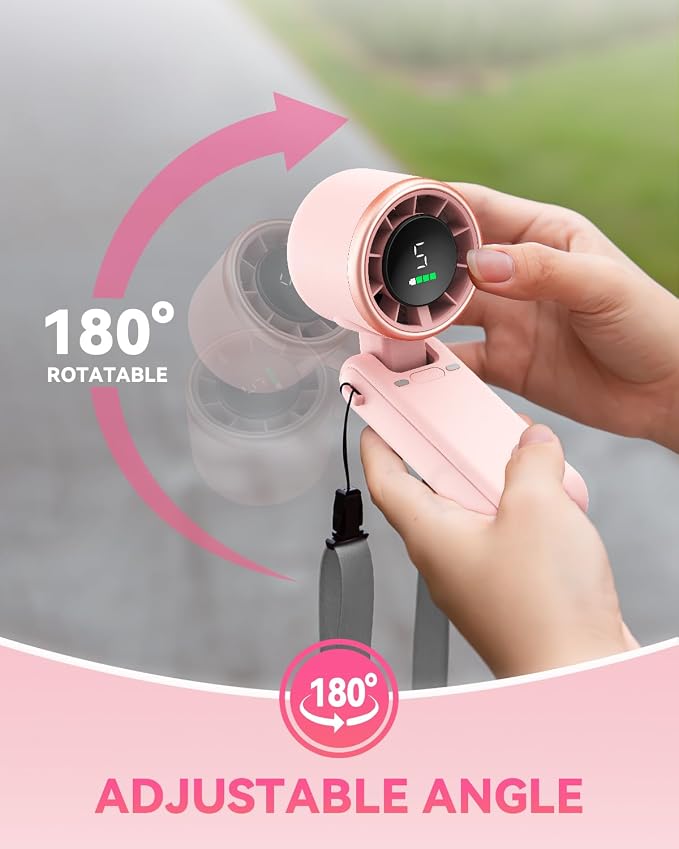 Portable Handheld Turbo Fan, 5-Speed Personal Fans, 5000mAh Rechargeable Fans Up to 12 Hours, Weight only 0.6lb Small Fan