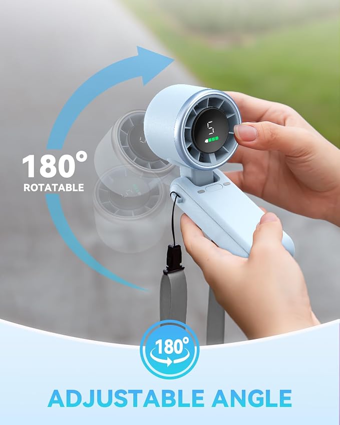 Portable Handheld Turbo Fan, 5-Speed Personal Fans, 5000mAh Rechargeable Fans Up to 12 Hours, Weight only 0.6lb Small Fan