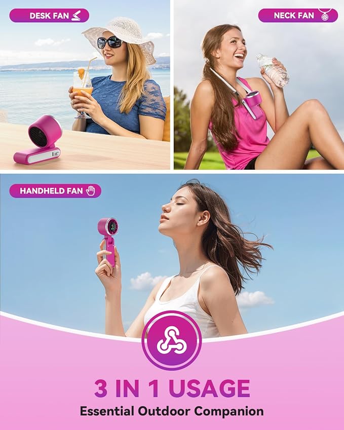 Portable Handheld Turbo Fan, 5-Speed Personal Fans, 5000mAh Rechargeable Fans Up to 12 Hours, Weight only 0.6lb Small Fan