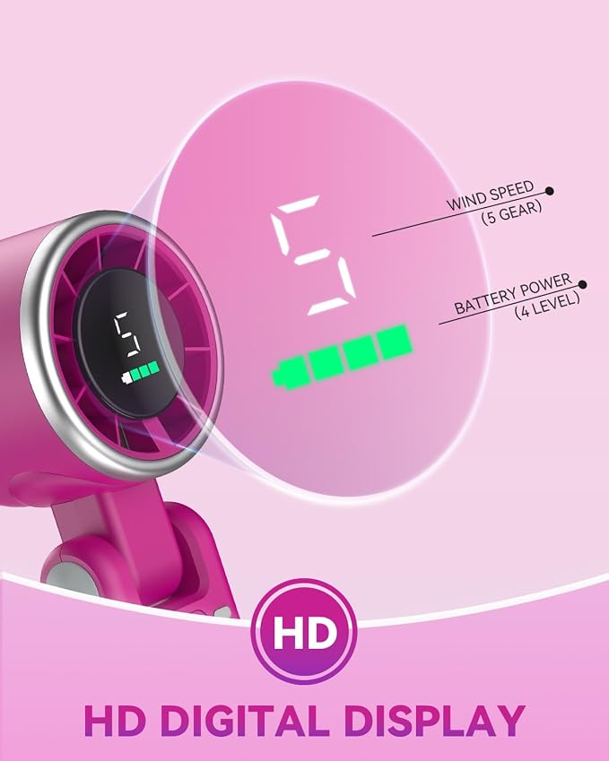 Portable Handheld Turbo Fan, 5-Speed Personal Fans, 5000mAh Rechargeable Fans Up to 12 Hours, Weight only 0.6lb Small Fan