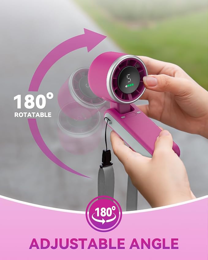 Portable Handheld Turbo Fan, 5-Speed Personal Fans, 5000mAh Rechargeable Fans Up to 12 Hours, Weight only 0.6lb Small Fan