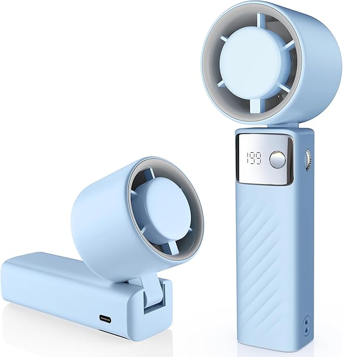 Portable Handheld Turbo Fan - Foldable Mini Fan with Air Turbo Tech, 1-199 Speed Adjustment, 20H Runtime, LED Display