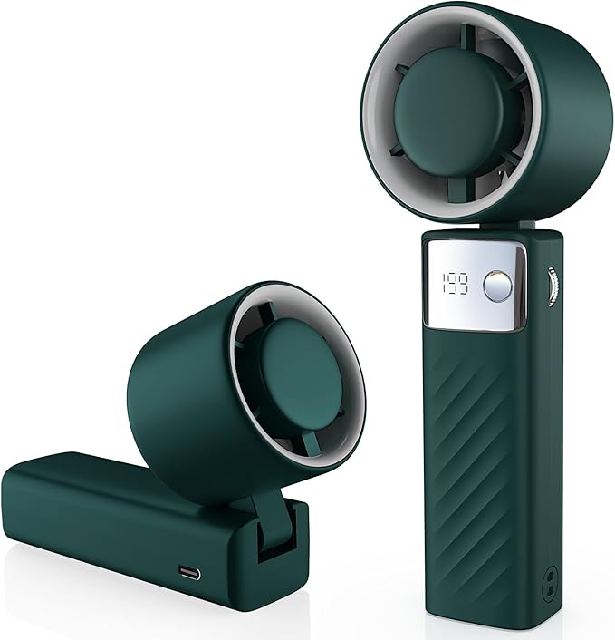 Portable Handheld Turbo Fan - Foldable Mini Fan with Air Turbo Tech, 1-199 Speed Adjustment, 20H Runtime, LED Display