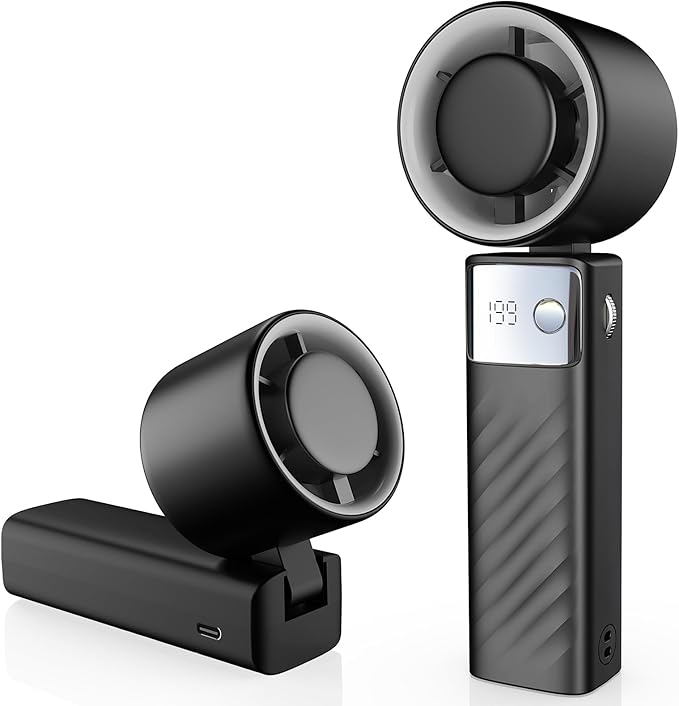 Portable Handheld Turbo Fan - Foldable Mini Fan with Air Turbo Tech, 1-199 Speed Adjustment, 20H Runtime, LED Display