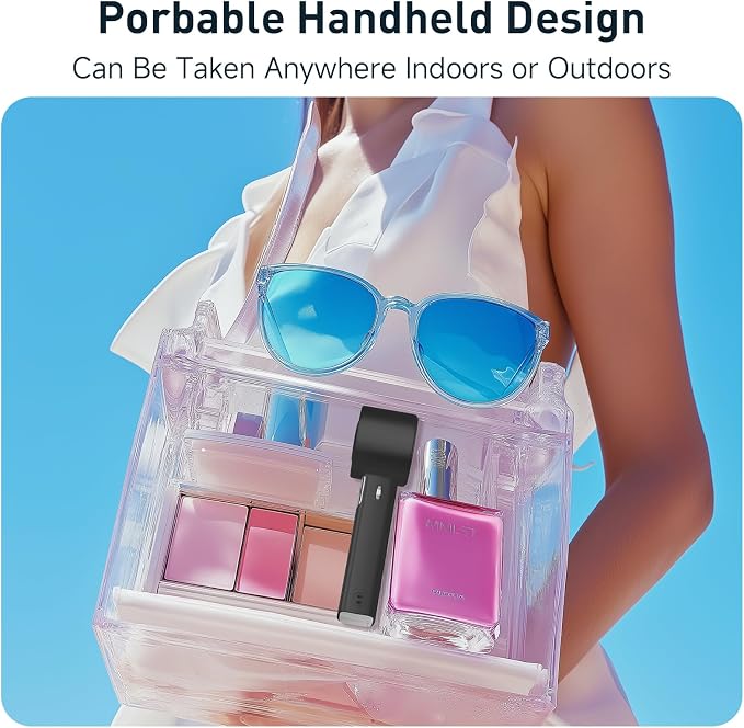 Portable Handheld Turbo Fan - Foldable Mini Fan with Air Turbo Tech, 1-199 Speed Adjustment, 20H Runtime, LED Display