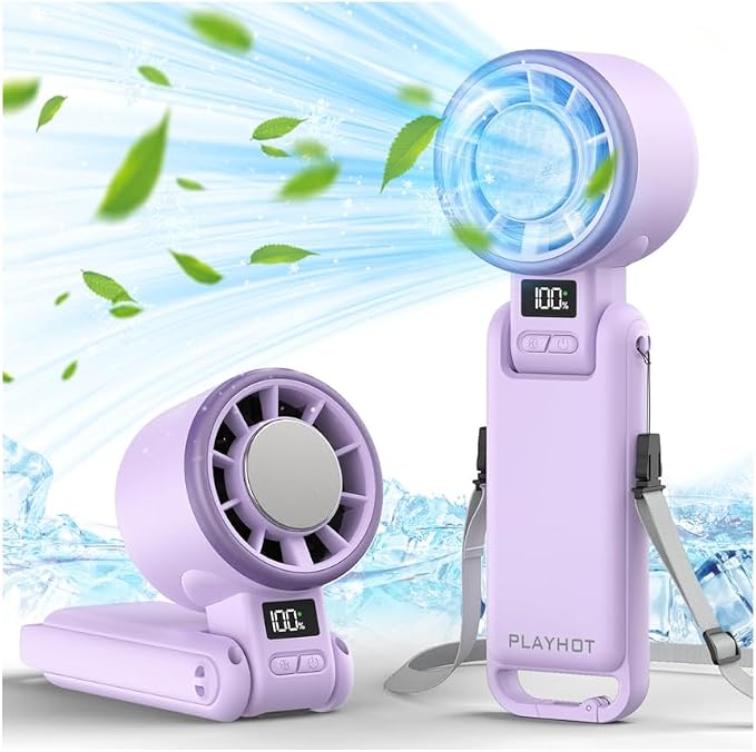 Portable Handheld Turbo Fan with Ice Cooling, Rechargeable Personal Fan, Up tp 12Hrs Cooling, 5 Speed 25550RPM