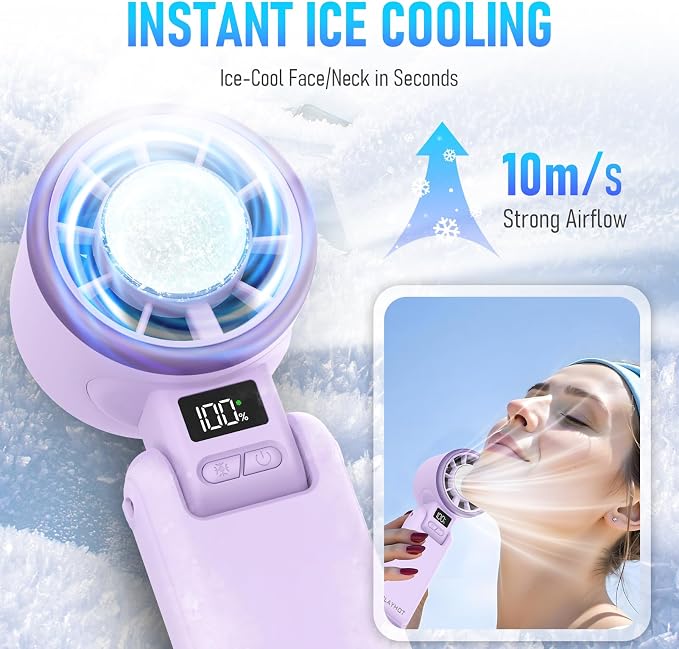 Portable Handheld Turbo Fan with Ice Cooling, Rechargeable Personal Fan, Up tp 12Hrs Cooling, 5 Speed 25550RPM, alternate