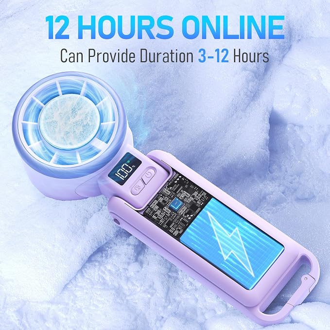Portable Handheld Turbo Fan with Ice Cooling, Rechargeable Personal Fan, Up tp 12Hrs Cooling, 5 Speed 25550RPM, alternate