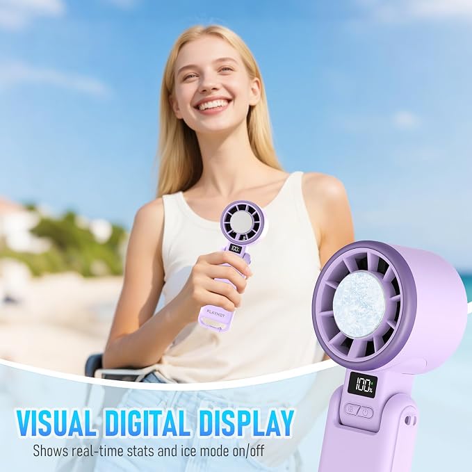 Portable Handheld Turbo Fan with Ice Cooling, Rechargeable Personal Fan, Up tp 12Hrs Cooling, 5 Speed 25550RPM, alternate