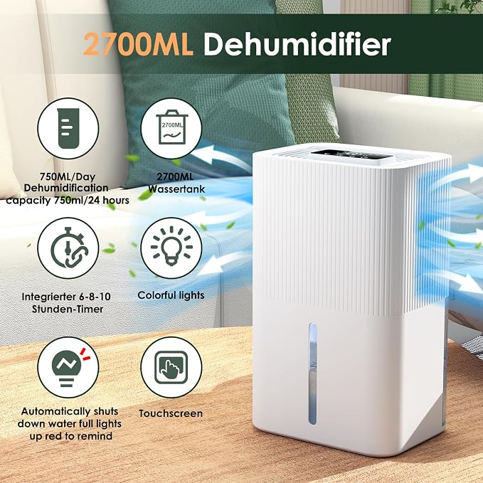 Portable Home Dehumidifier for Basements Bathroom Bedroom|91 OZ Tank|900 sq.ft Coverage|Quiet Smart Design with Auto Shut-Off