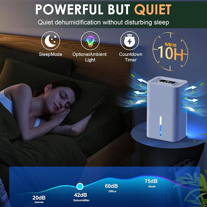 Portable Home Dehumidifier for Basements Bathroom Bedroom|91 OZ Tank|900 sq.ft Coverage|Quiet Smart Design with Auto Shut-Off