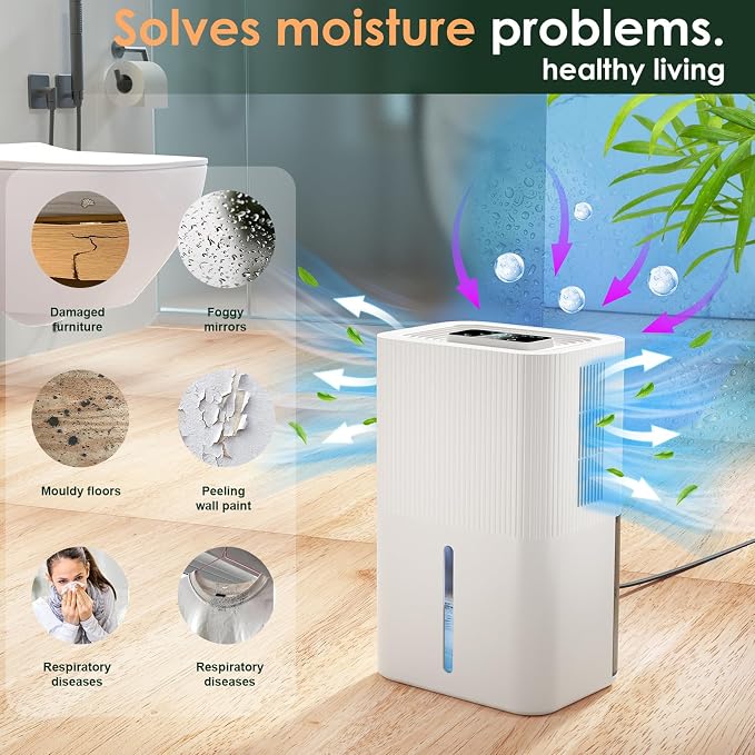 Portable Home Dehumidifier for Basements Bathroom Bedroom|91 OZ Tank|900 sq.ft Coverage|Quiet Smart Design with Auto Shut-Off
