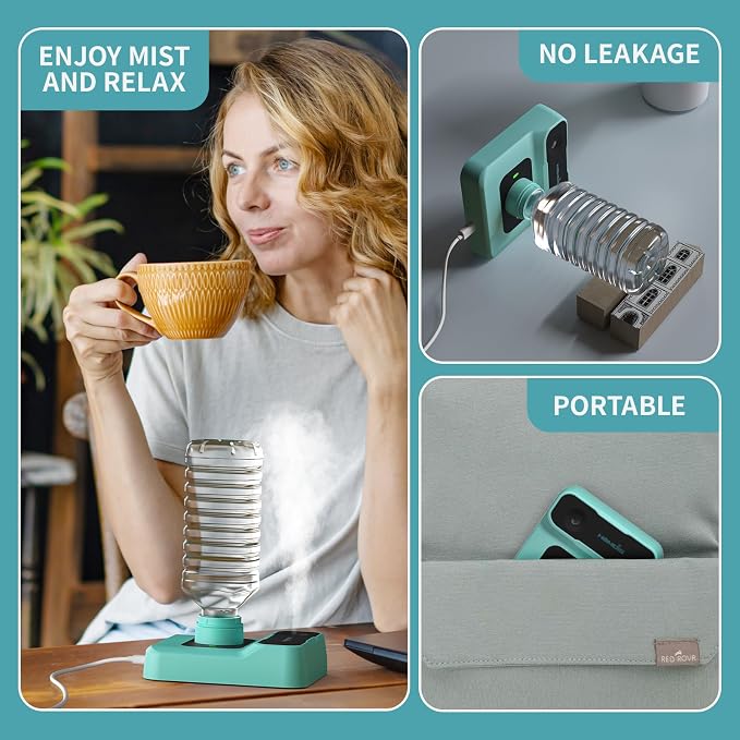 Portable Humidifiers for Travel, Small Mini Humidifier with Auto Shut-Off, Nightlight and Storage Bag for Hotel, Bedroom or