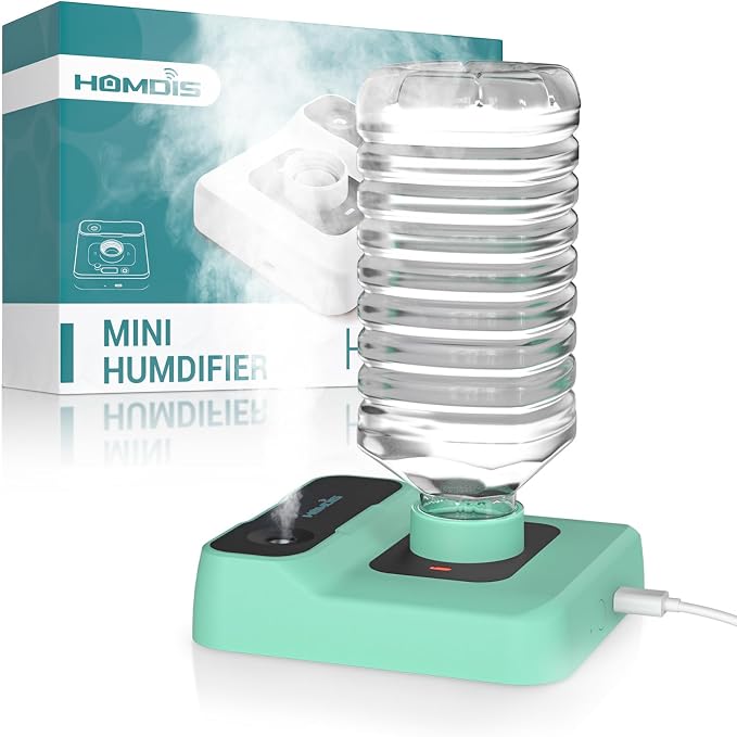 Portable Humidifiers for Travel, Small Mini Humidifier with Auto Shut-Off, Nightlight and Storage Bag for Hotel, Bedroom or