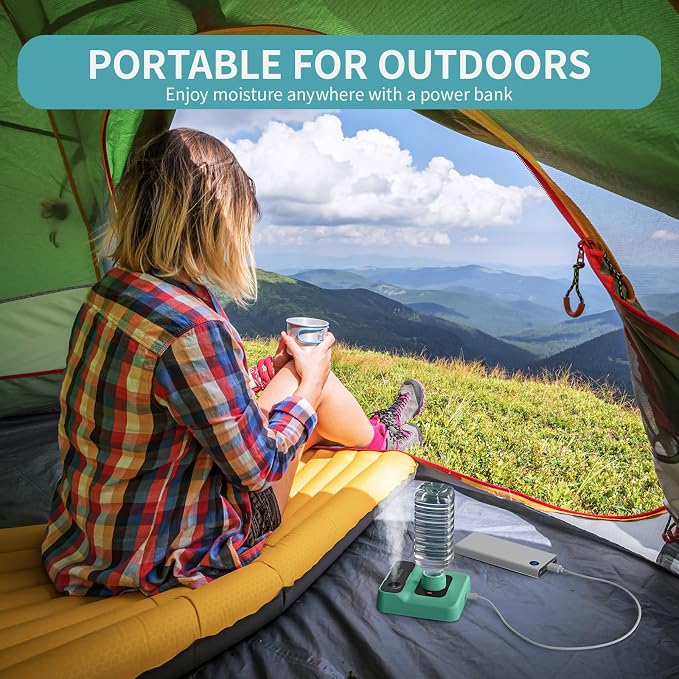 Portable Humidifiers for Travel, Small Mini Humidifier with Auto Shut-Off, Nightlight and Storage Bag for Hotel, Bedroom or