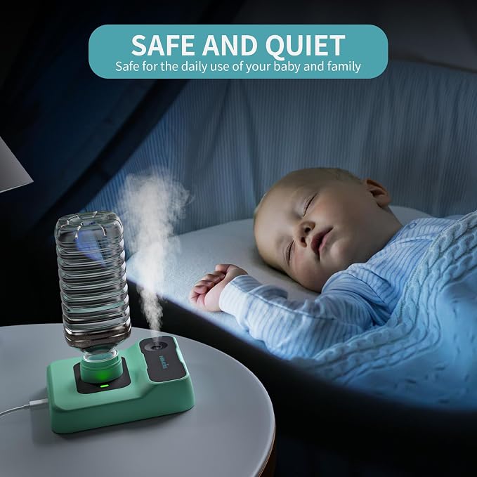 Portable Humidifiers for Travel, Small Mini Humidifier with Auto Shut-Off, Nightlight and Storage Bag for Hotel, Bedroom or