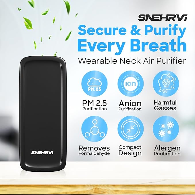 Portable Mini Air Purifier | Wearable Personal Air Cleaner with 50 Million Negative Ions | USB Rechargeable, alternate