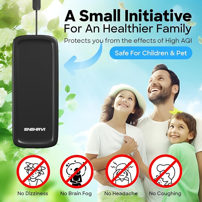 Portable Mini Air Purifier | Wearable Personal Air Cleaner with 50 Million Negative Ions | USB Rechargeable, alternate