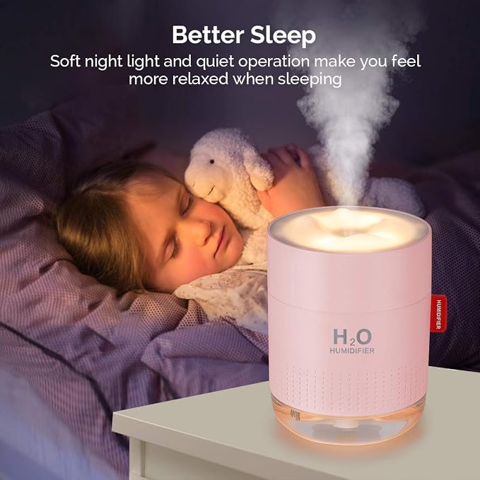 Portable Mini Cool Mist Humidifier, 500ml USB Personal Desktop Humidifier for Baby Bedroom, Travel, Office, Home - Auto