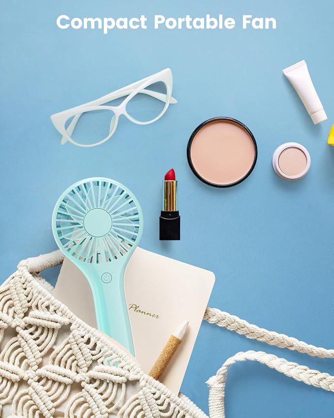 Portable Mini Fan - Powerful Personal Handheld Fan with 3 Speeds, Cute and Small, USB Rechargeable for