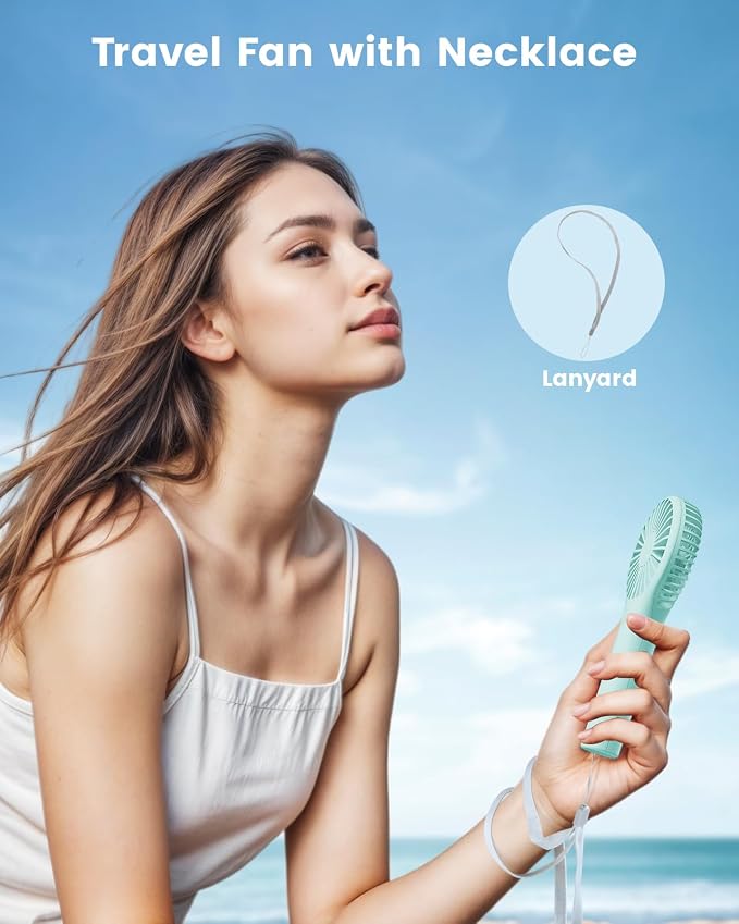 Portable Mini Fan - Powerful Personal Handheld Fan with 3 Speeds, Cute and Small, USB Rechargeable for