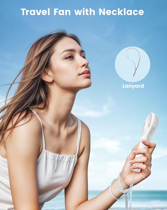 Portable Mini Fan - Powerful Personal Handheld Fan with 3 Speeds, Cute and Small, USB Rechargeable for