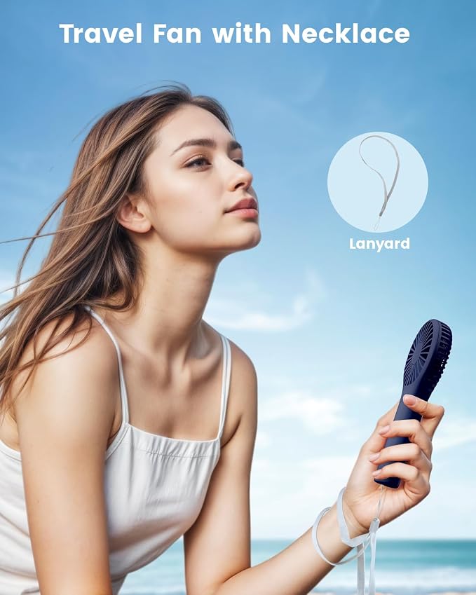 Portable Mini Fan - Powerful Personal Handheld Fan with 3 Speeds, Cute and Small, USB Rechargeable for