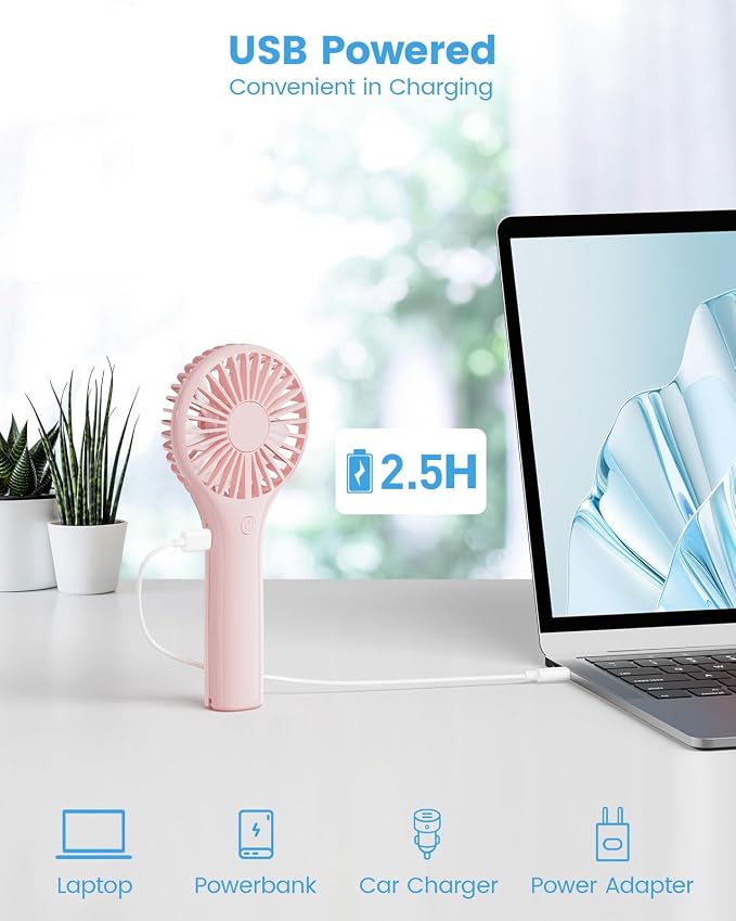 Portable Mini Fan - Powerful Personal Handheld Fan with 3 Speeds, Cute and Small, USB Rechargeable for, alternate view 5