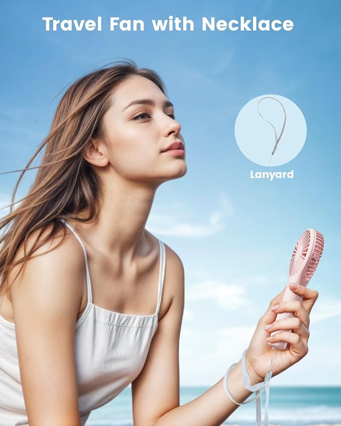 Portable Mini Fan - Powerful Personal Handheld Fan with 3 Speeds, Cute and Small, USB Rechargeable for, alternate view 6