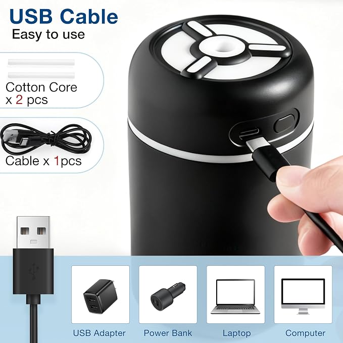 Portable Mini Humidifier, 300ml USB Cool Mist Small Humidifier with Colorful Lights., alternate product view 7