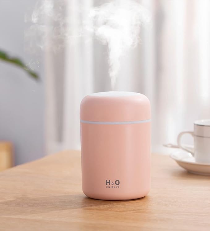 Portable Mini Humidifier, 300ml with Colorful LED Night Light, USB Personal Desktop Humidifier for Car Office Home Travel