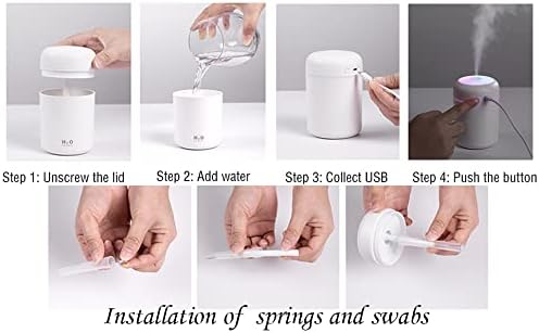 Portable Mini Humidifier, 300ml with Colorful LED Night Light, USB Personal Desktop Humidifier for Car Office Home Travel