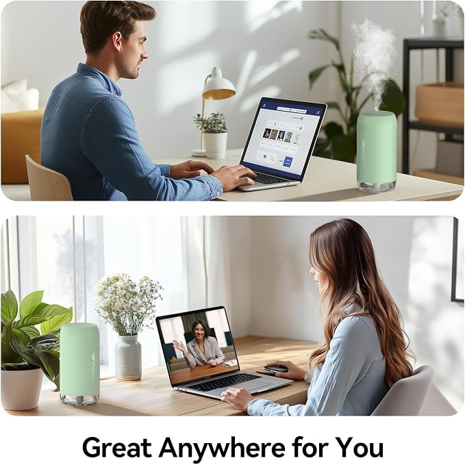 Portable Mini Humidifier, 350ml Small Cool Mist Humidifier, USB Personal Desktop Humidifiers for Bedroom Car Office Travel