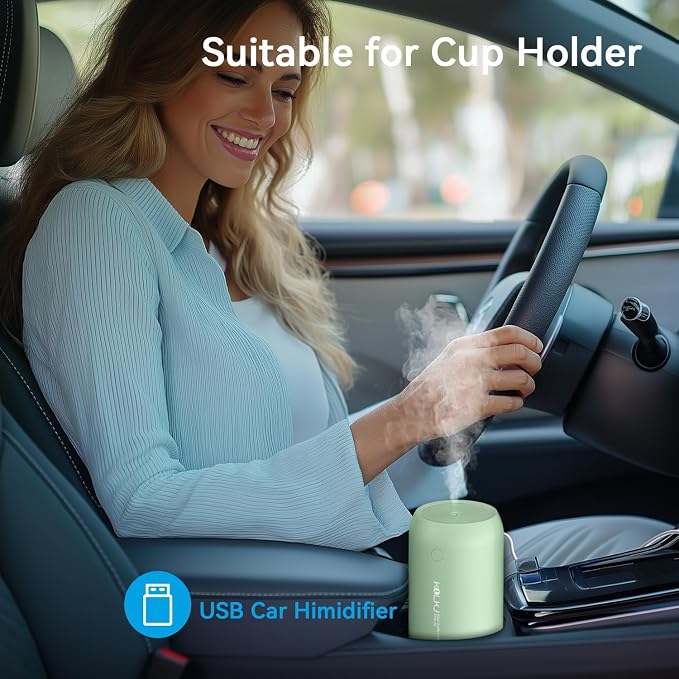 Portable Mini Humidifier, 350ml Small Cool Mist Humidifier, USB Personal Desktop Humidifiers for Bedroom Car Office Travel