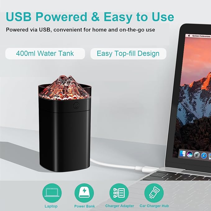 Portable Mini Humidifier, 400ml Small Humidifier with 2 Modes Large Spray, USB Personal Desktop Humidifiers for Home Bedroom