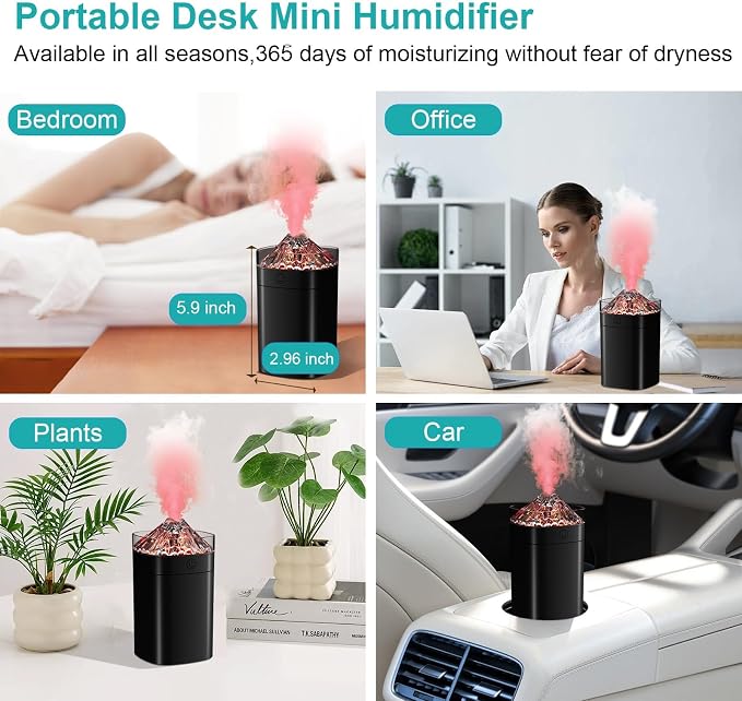 Portable Mini Humidifier, 400ml Small Humidifier with 2 Modes Large Spray, USB Personal Desktop Humidifiers for Home Bedroom