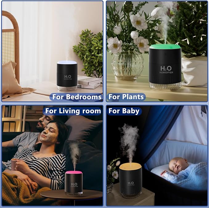 Portable Mini Humidifier, 500ML USB Personal Cool Mist Humidifiers for Bedroom Office Travel Desk, alternate product view 2