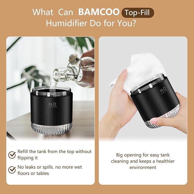 Portable Mini Humidifier, Auto Shut-Off, 2 Mist Modes, Quite, Small Humidifiers for Bedroom Travel Office Desk Plants