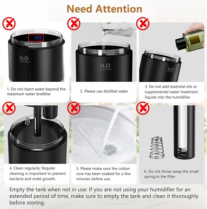 Portable Mini Humidifier, Auto Shut-Off, 2 Mist Modes, Quite, Small Humidifiers for Bedroom Travel Office Desk Plants