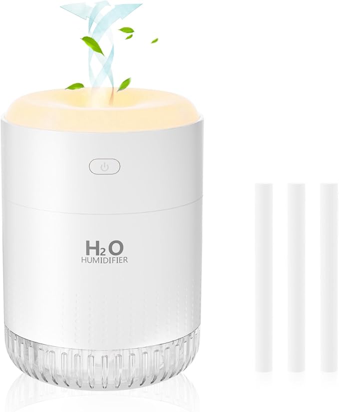 Portable Mini Humidifier, Auto Shut-Off, 2 Mist Modes, Quite, Small Humidifiers for Bedroom Travel Office Desk Plants(White)