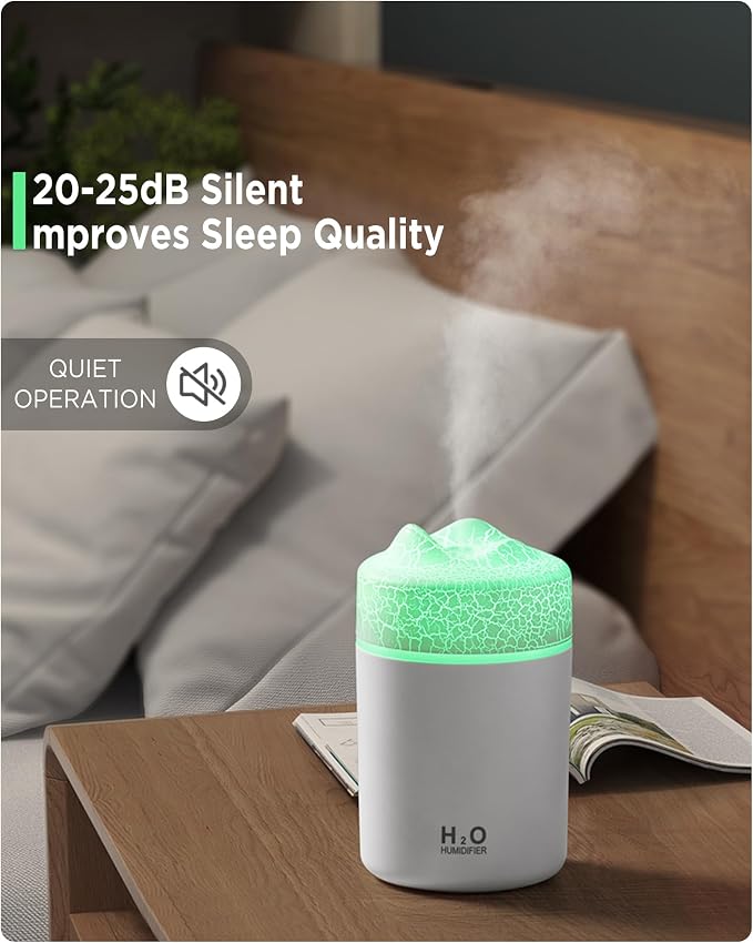 Portable Mini Humidifier, Colorful Volcanic Texture, 300mL Cool Mist Humidifier, USB Powered, Auto Shut-Off., alternate
