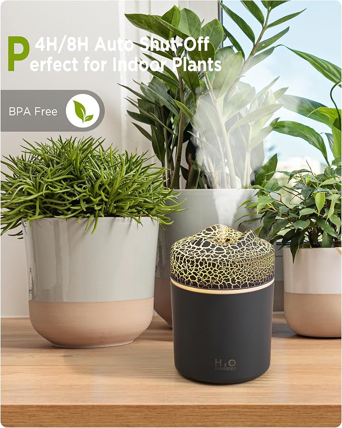 Portable Mini Humidifier, Colorful Volcanic Texture, 300mL Cool Mist Humidifier, USB Powered, Auto Shut-Off., alternate
