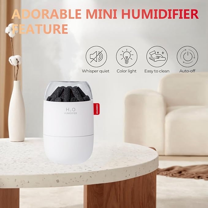 Portable Mini Humidifier, Small Cool Mist, Personal Desktop Humidifier for Baby Bedroom Travel Office Home,2 Mist Modes