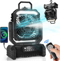 Portable Misting Fan with Light, 30000mAh Rechargeable Battery Camping Fan with 2 Spray Mister, Outdoors Tent Ventilador with