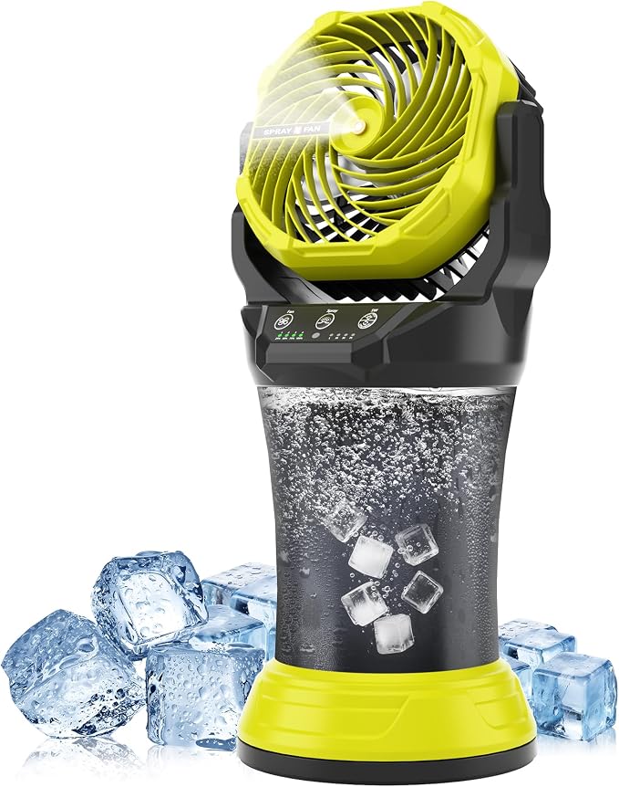 Portable Misting Fan with RGB Ambient Light- 2L Water Tank, 4 Speeds & Spray Mist Fan, 30000mAh Rechargeable Misting Fans for
