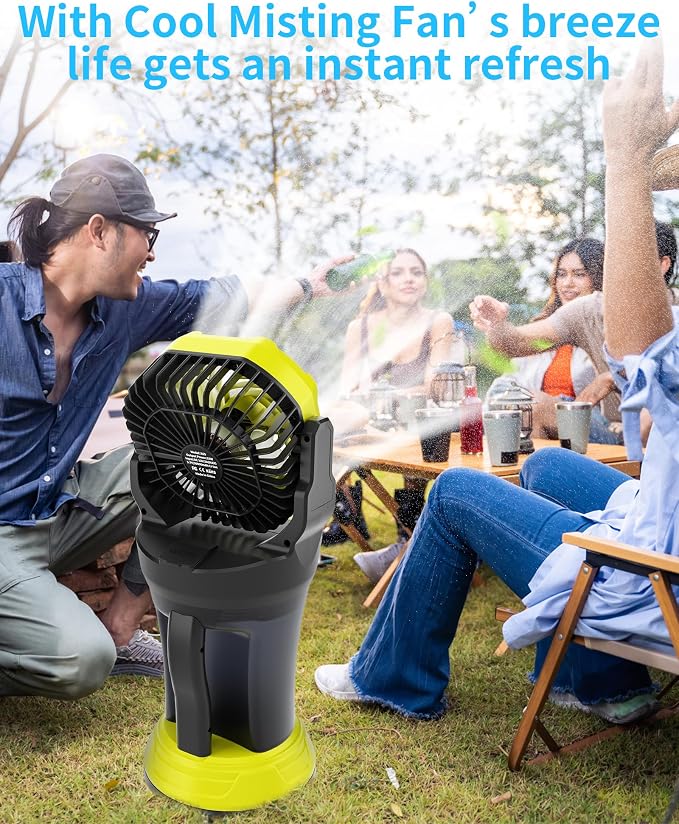 Portable Misting Fan with RGB Ambient Light- 2L Water Tank, 4 Speeds & Spray Mist Fan, 30000mAh Rechargeable Misting Fans for