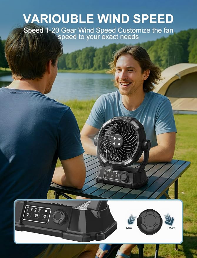 Portable Misting Fans - 6L Water Tank, 20000mAh Rechargeable Outside Water Fans with Remote Control, LED Light, alternate