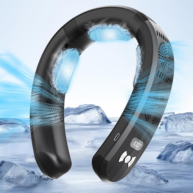 Portable Neck Air Conditioner Fan,Bladeless Fans,Long Endurance Limited Version Portable Neck Fan with LED Rechargeable