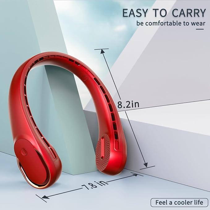 Portable Neck Fan, Bladeless Neck Fan, USB Rechargeable Personal Fan, 4000 mAh Battery Operated Fan, 3 Speeds